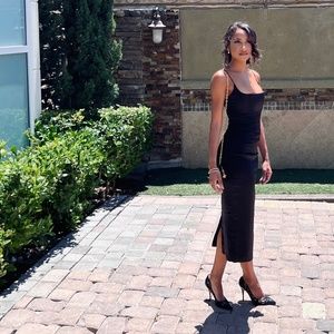 House of CB - Anais Dress in Black Satin